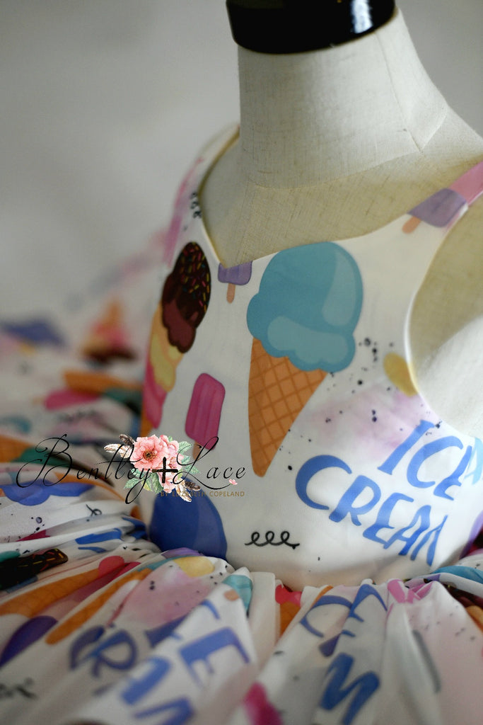 "Ice Cream Party" Petal Length Dress (4 Year-Petite 5 Year)
