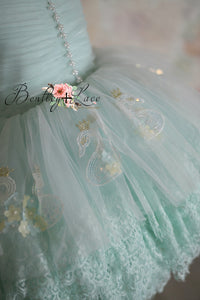 retired rental euc "Swan Dreams" - Pleated Bodice- Petal Length Dress  - ( 5 Year - Petite 6 Year)