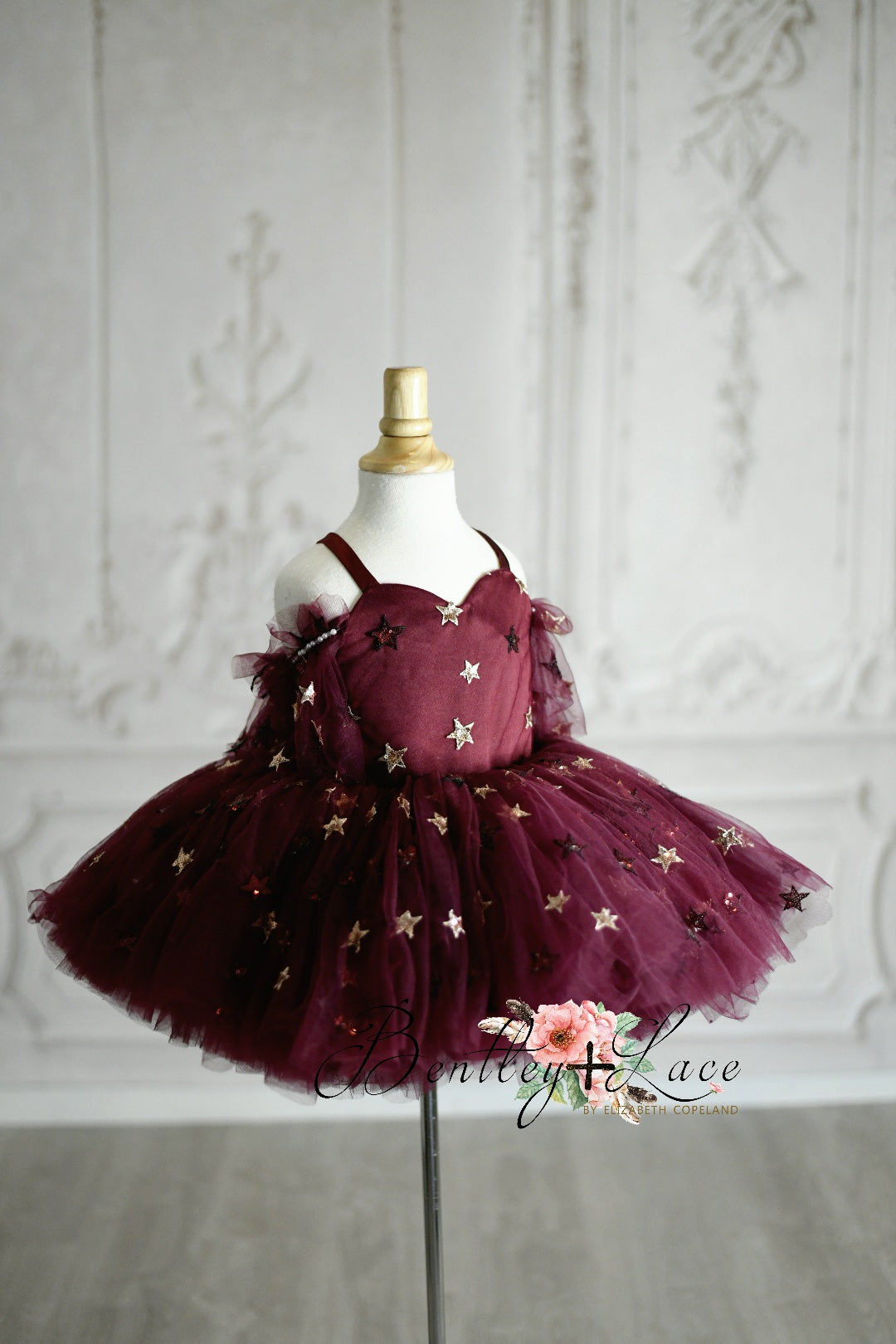 Retired rental EUC "Starlet" Toddler burgundy dress+cape -Petal Length Dress ( 3 Year - Petite 4 Year)