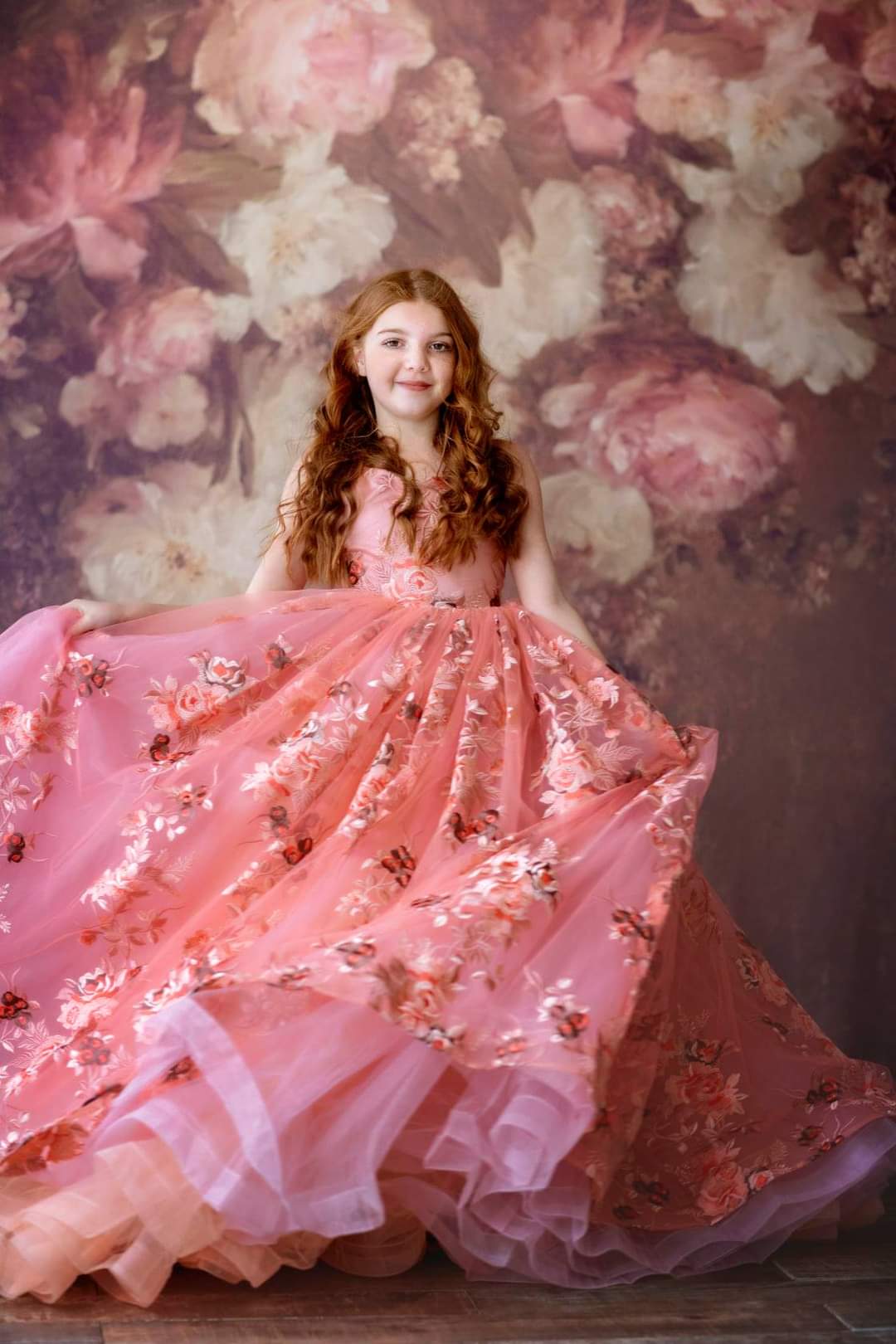 Retired rental euc "Brynn" - Shades of pink - Floor long Length Dress ( 6 Year - Petite 10 Year)