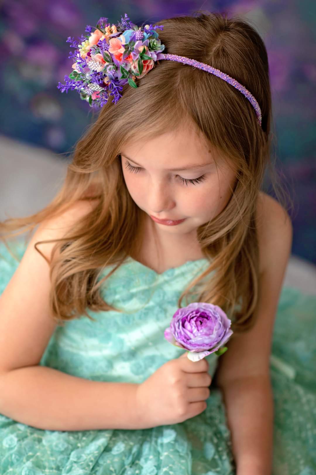 Mint and Purple Flower Girl Dresses