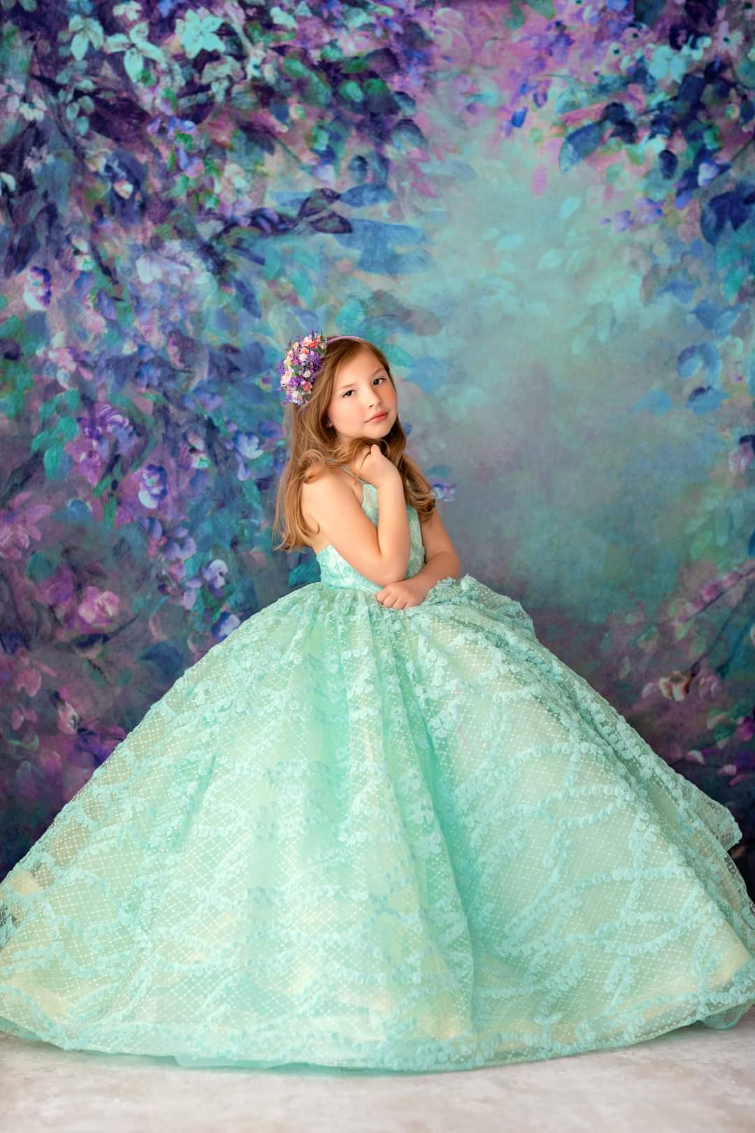 "Mint Dreams" -  Floor Length Gown ( 6 Year - Petite 7 Year)