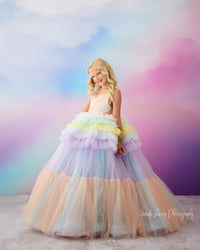Euc Sherbet "Rainbow Party" Floor Length Dress (6 Year-Petite 8 Year)