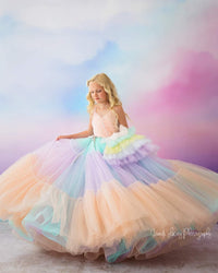 Euc Sherbet "Rainbow Party" Floor Length Dress (6 Year-Petite 8 Year)