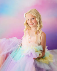 Euc Sherbet "Rainbow Party" Floor Length Dress (6 Year-Petite 8 Year)