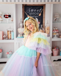 Euc Sherbet "Rainbow Party" Floor Length Dress (6 Year-Petite 8 Year)