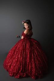 "Ruby Shimmer"  -Floor Long -  Editorial Dress, Couture Gown, Special Occasion Dress