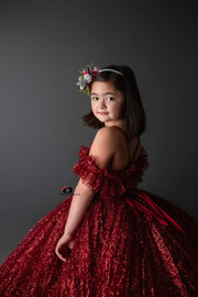 "Ruby Shimmer"  -Floor Long -  Editorial Dress, Couture Gown, Special Occasion Dress