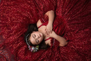 "Ruby Shimmer"  -Floor Long -  Editorial Dress, Couture Gown, Special Occasion Dress