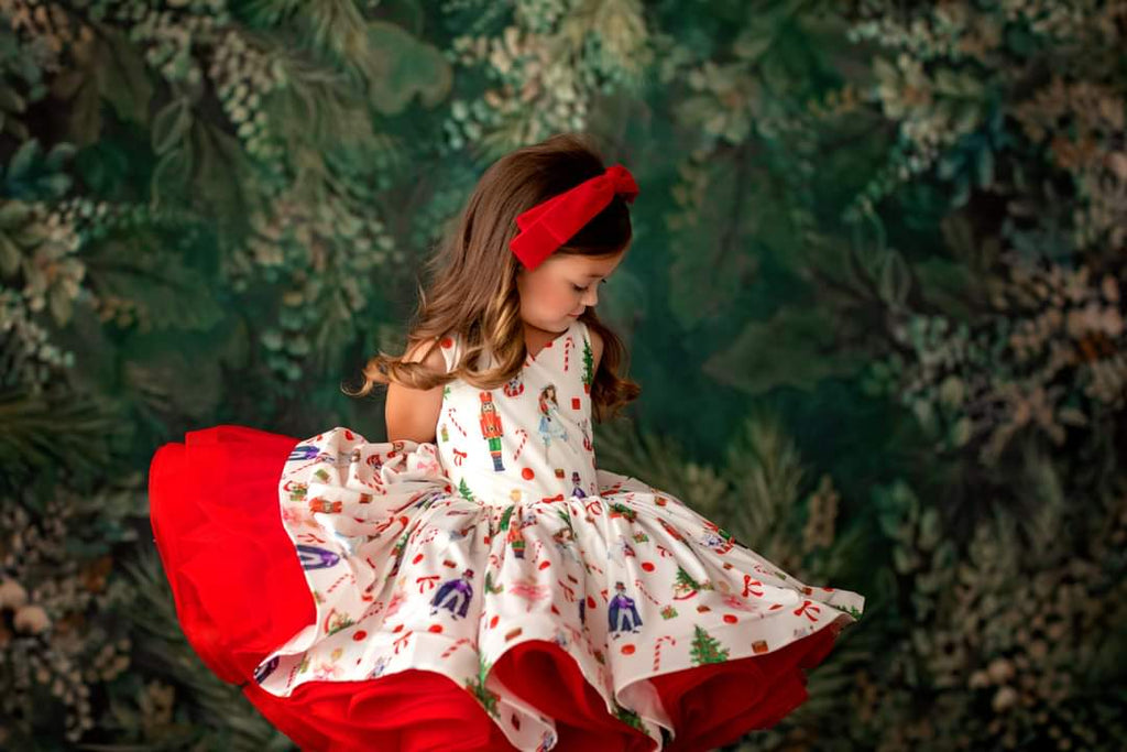 Baby couture rental dress: "Nutcracker Dreams" -Petal Length Dress ( 4 Year - Petite 5 Year)