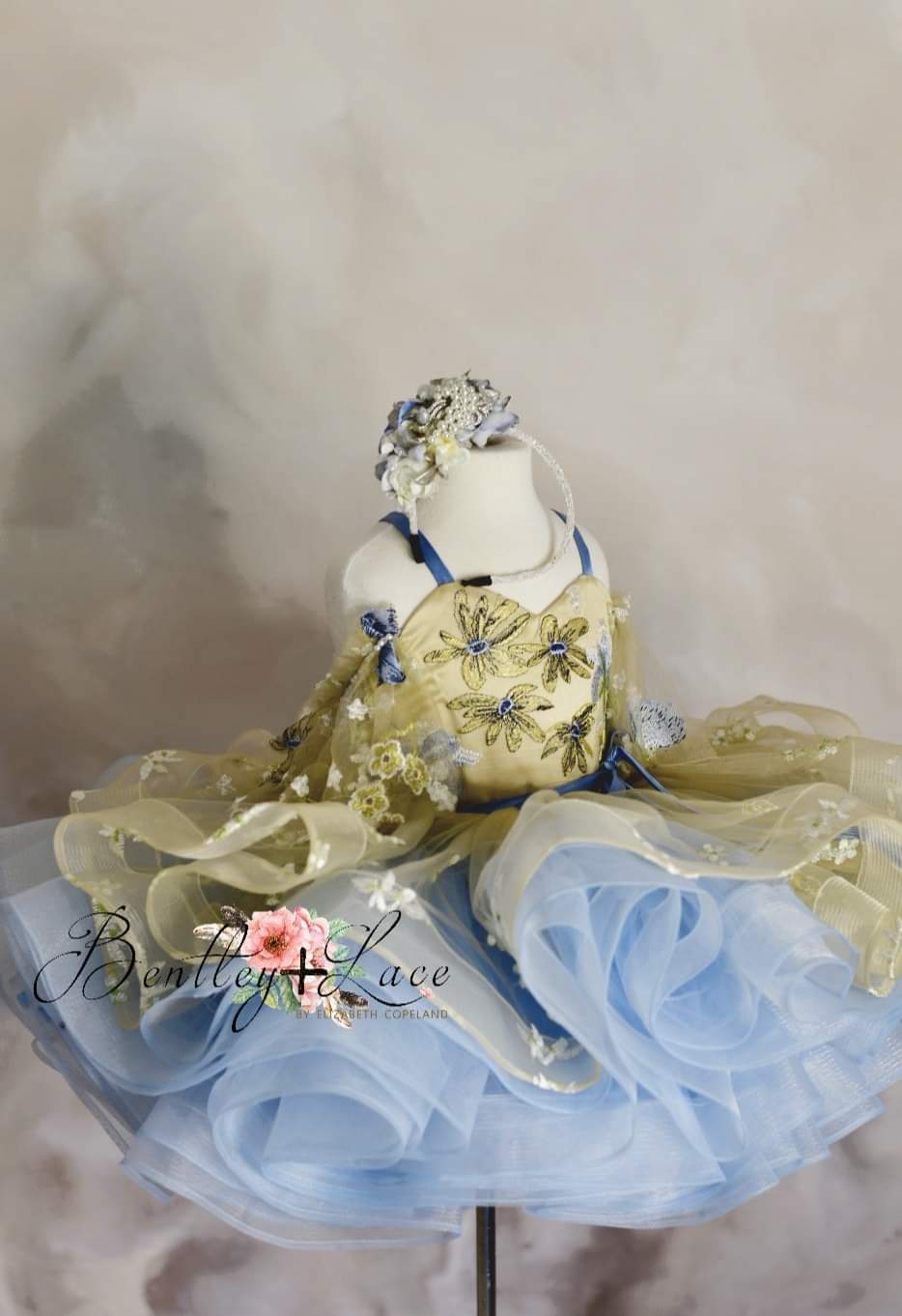 Retired rental euc Cherish ballerina length gown- shades of blue  (3 year- petite 4 year)