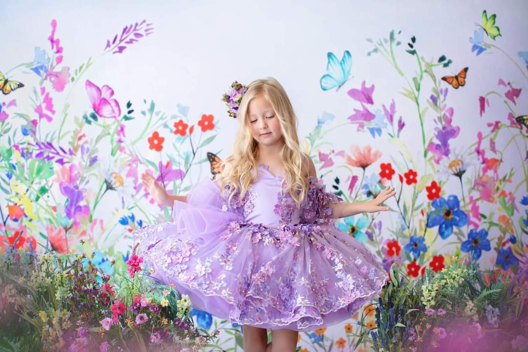 "Floral Dreams" Short Length Gown-custom color options - GORGEOUS SPECIAL OCCASION OR PHOTO SHOOT DRESS