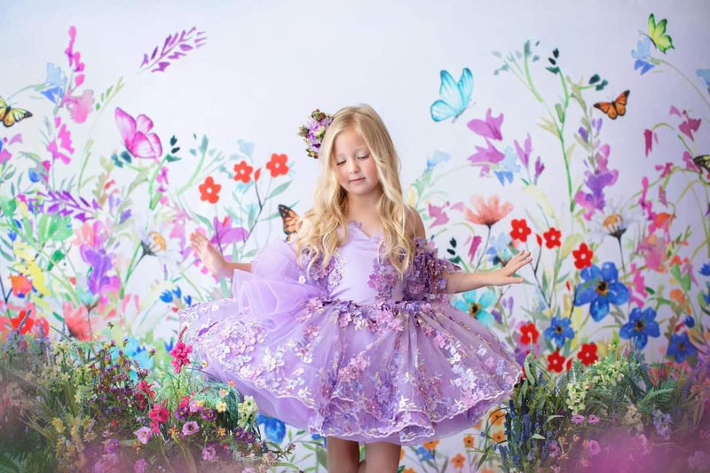 "Floral Dreams" Short Length Gown-custom color options - GORGEOUS SPECIAL OCCASION OR PHOTO SHOOT DRESS