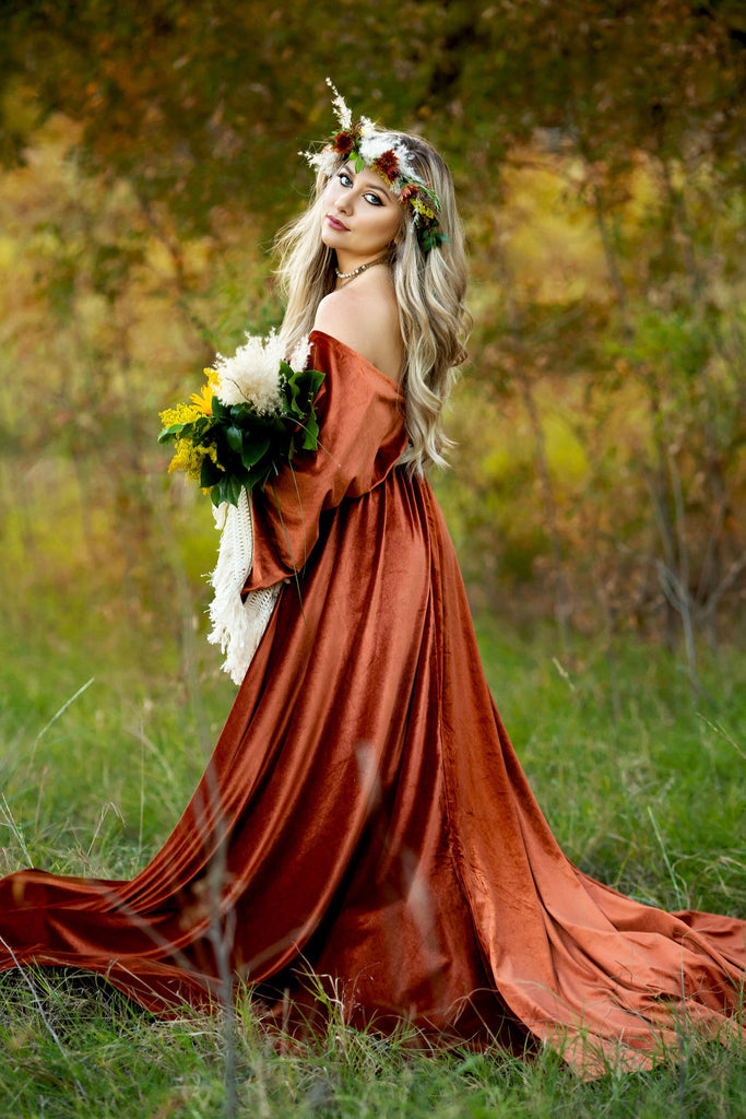 "Delores" - Beautiful velvet boho inspired gown - (TEEN-ADULT)