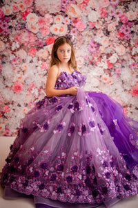 Retired Rental  Flutter bodice- Floor Length Dress ( 6 Year - Petite 7 Year)