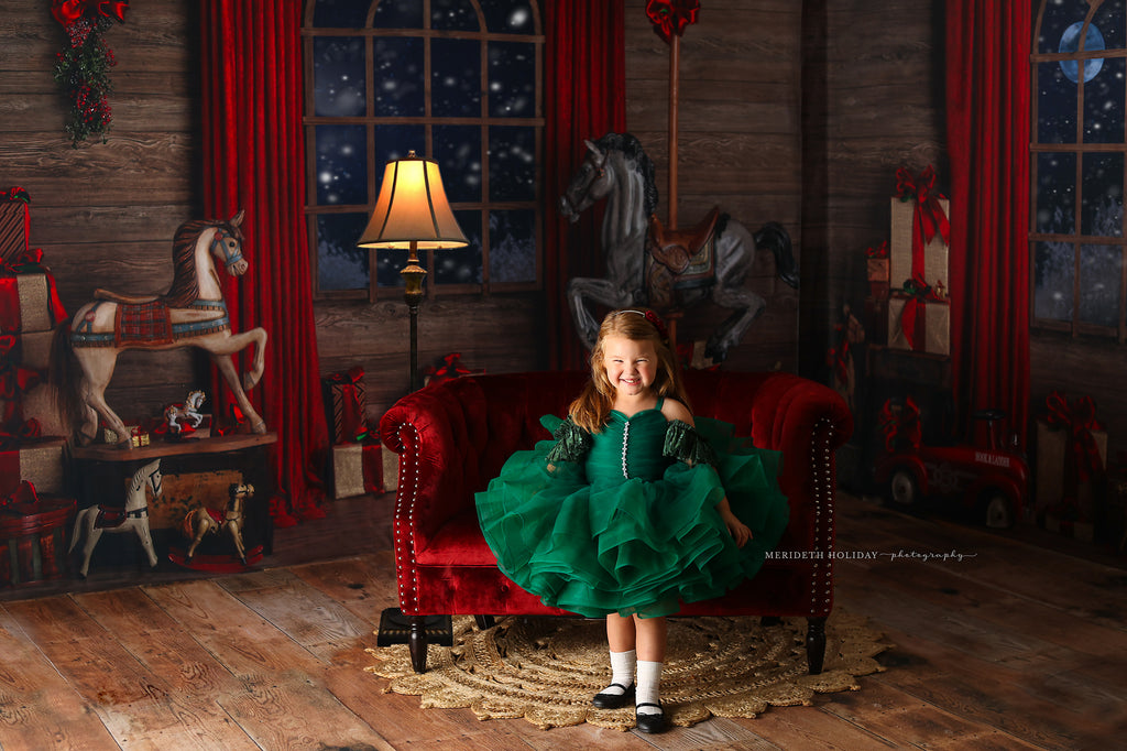 "Greer" in Evergreen Petal Length Dress (4 Year-Petite 5 Year)