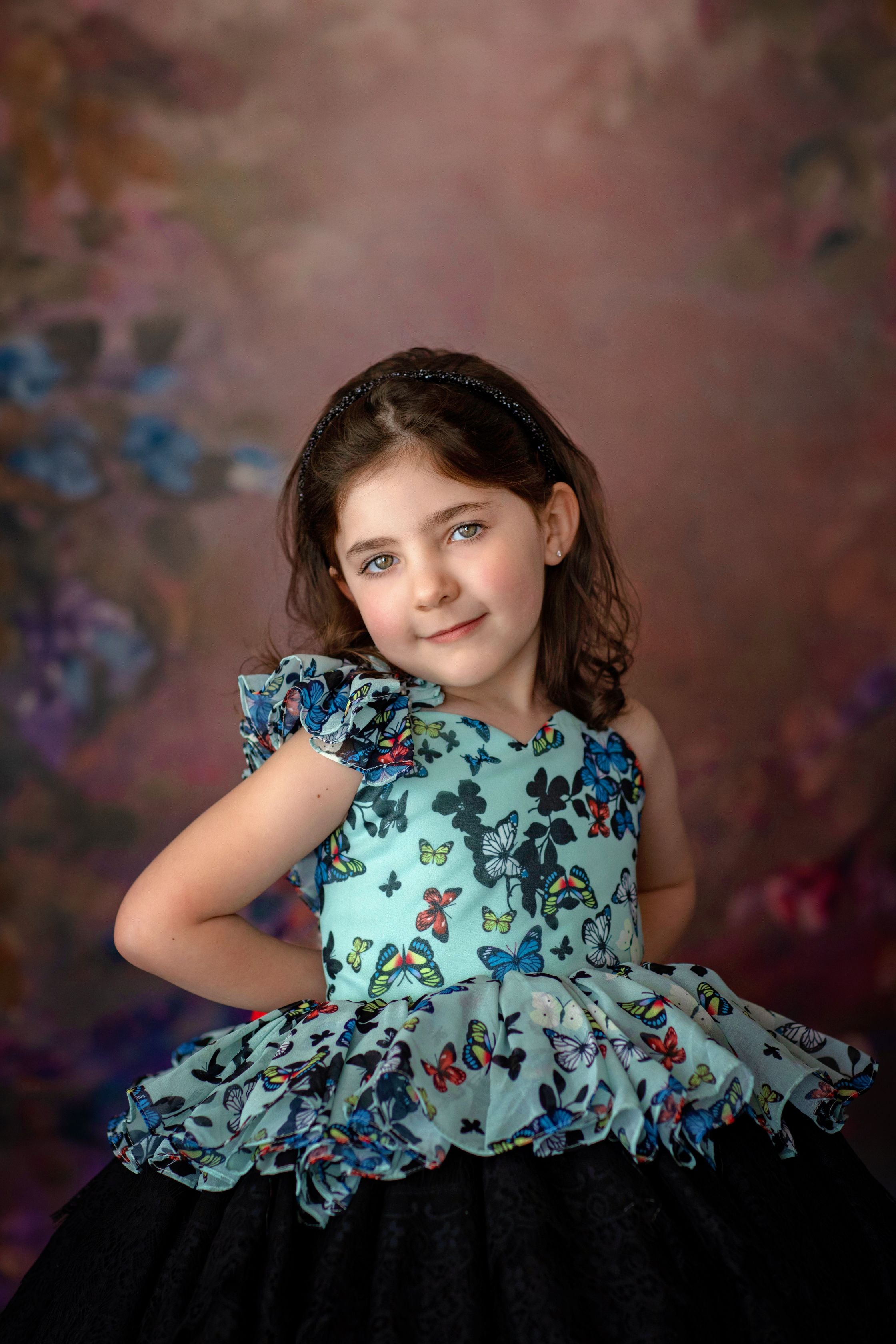 New Fanciful "Butterfly" -  Petal Length Dress in Mint  - ( 3 Year - Petite 5 Year