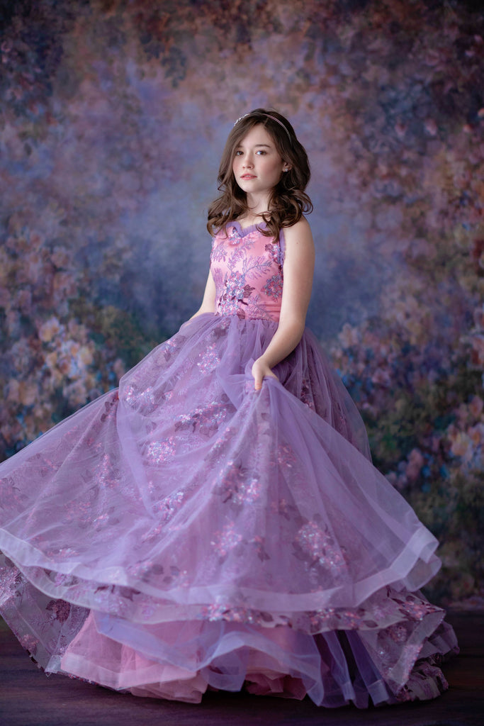 Retired rental euc "Basket of Flowers" -  Floor Length Dress ( 8 Year - Petite 10 Year)