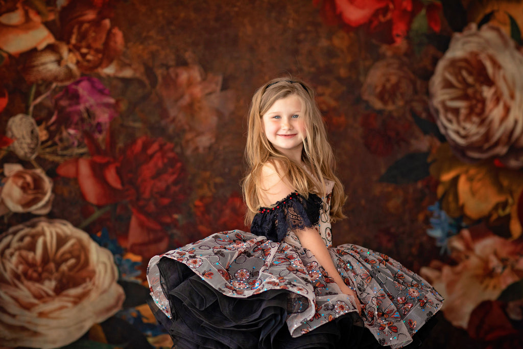 Ruffled "Butterfly Garden" -  Petal Dress  ( 5 Year - Petite 6 Year) new