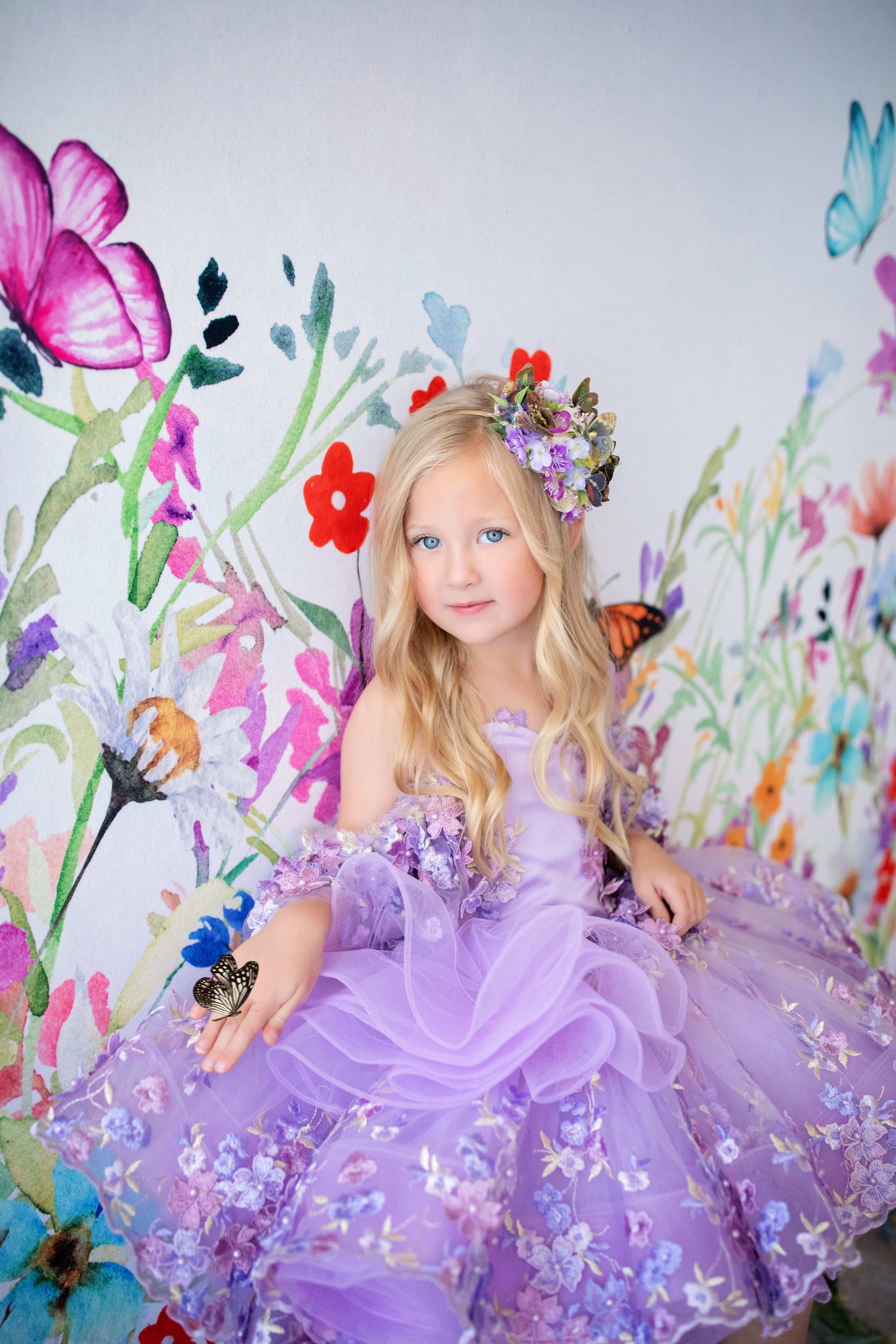 RETIRED RENTAL EUC "Lavender Dreams"  Petal Length Dress ( 4 Year - Petite 5 Year)