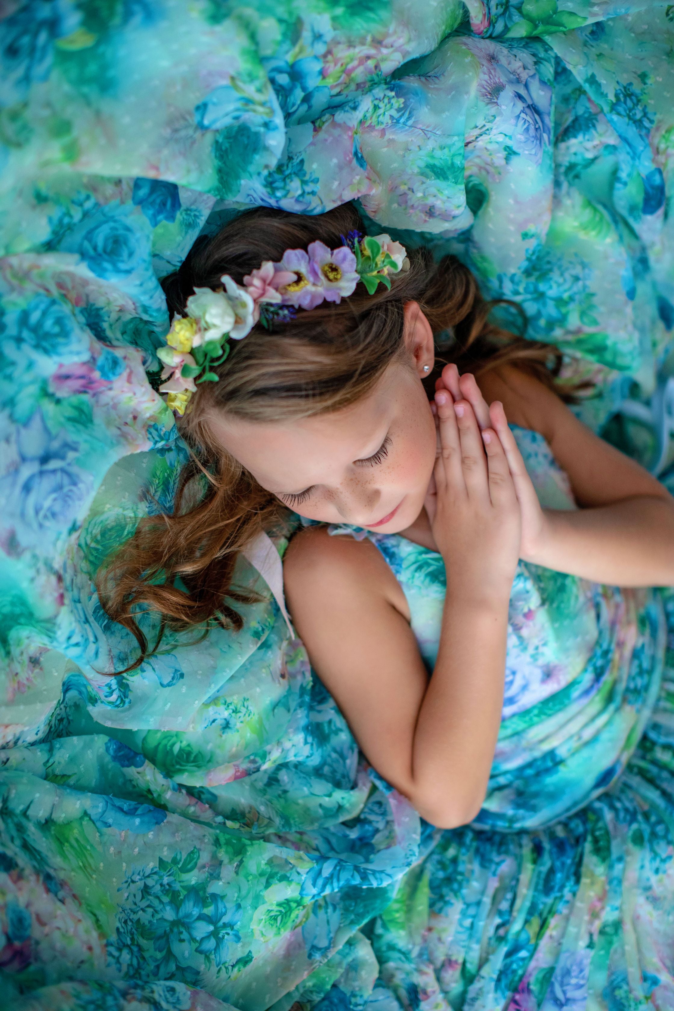 Evelyn "Watercolor Magic" -  Floor Length Floral Chiffon Gown ( 6 Year - Petite 7 Year)