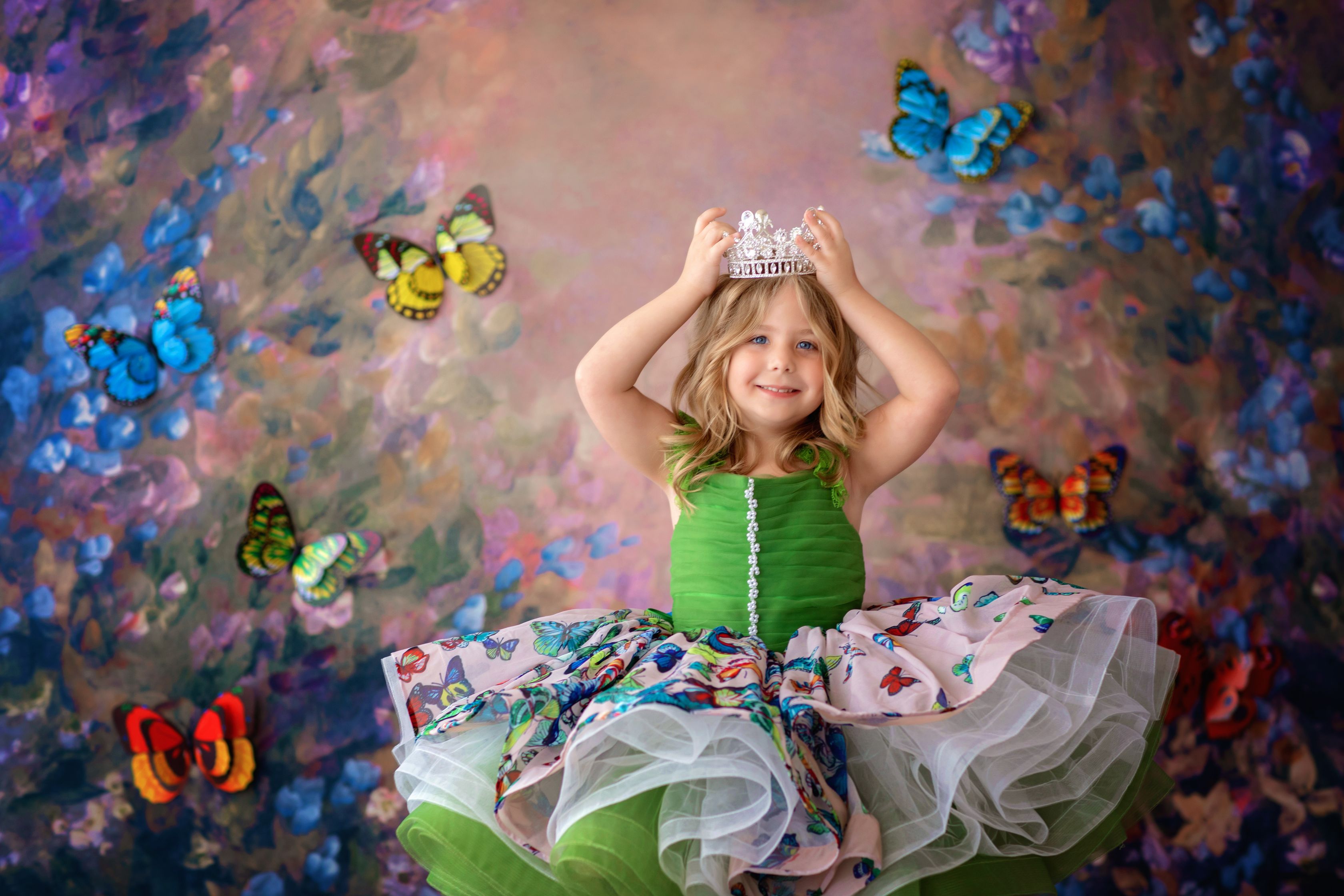 "Gilded Butterfly" -  Petal Dress- Chiffon ( 4 Year - Petite 6 Year)