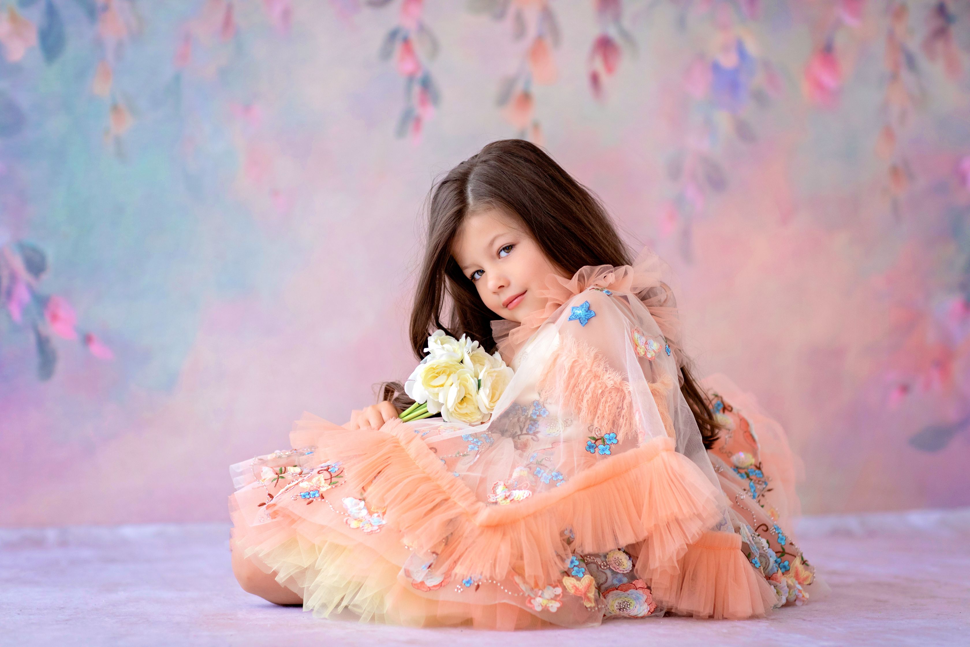 "Peaches" Petal Length Dress ( 3 Year - Petite 4 Year)