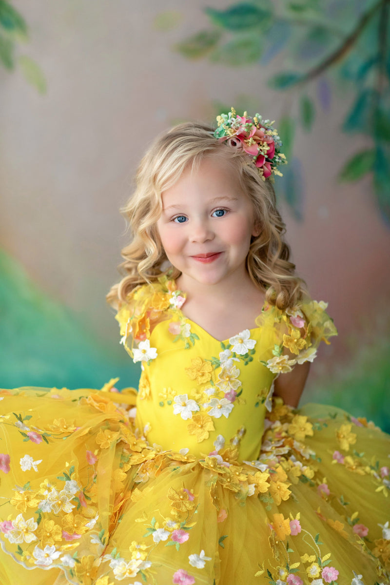 "Floral Dreams" Short Length Gown-custom color options - GORGEOUS SPECIAL OCCASION OR PHOTO SHOOT DRESS