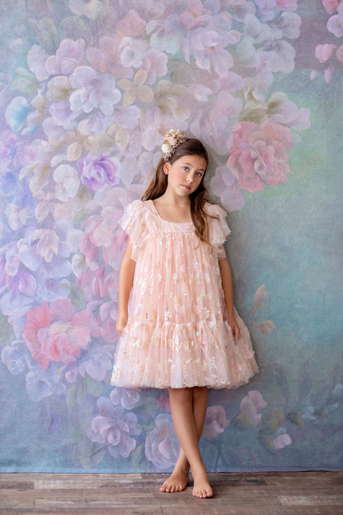 NEW "Carolina" -  Butterfly Sequin-Vintage Length Dress ( 6 Year - Petite 8 Year)