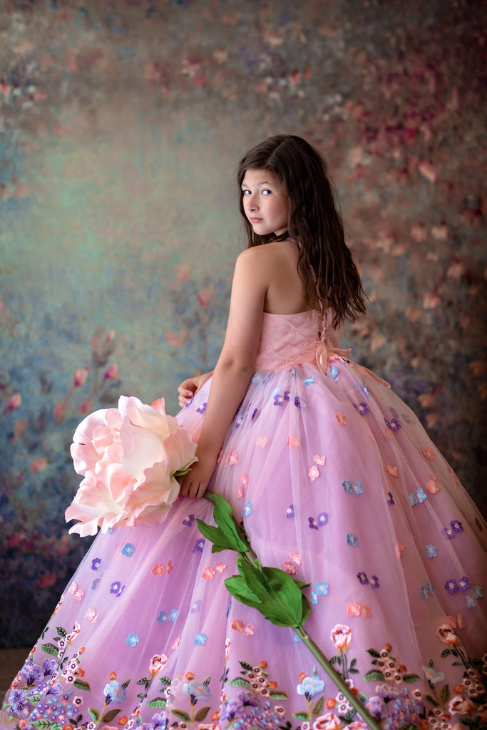 Retired rental "Camille" -  Floor Length in shades of Pink & Lavender-( 6 Year - Petite 8 Year)