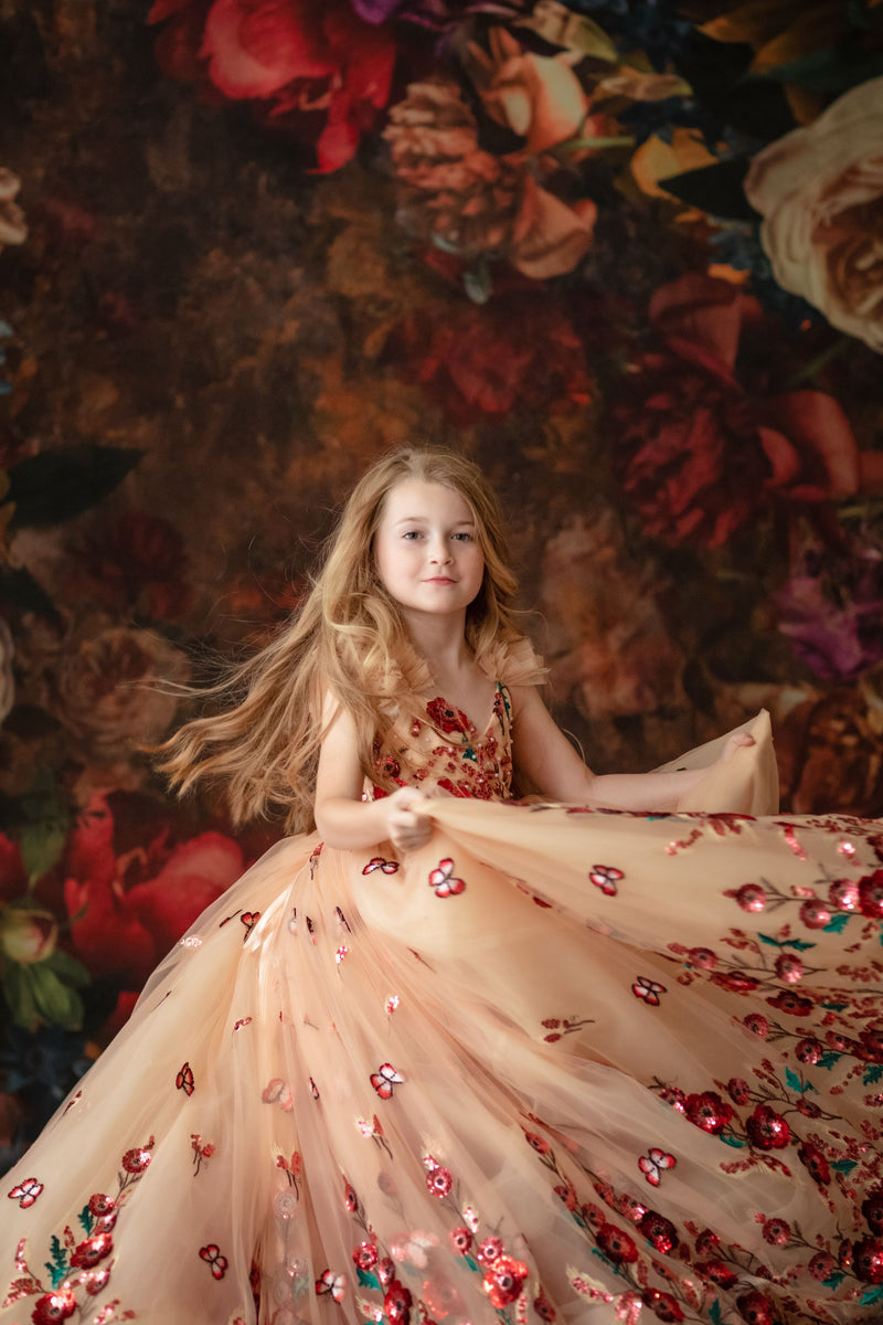 High-end rental gown for flower girls and special occasions

