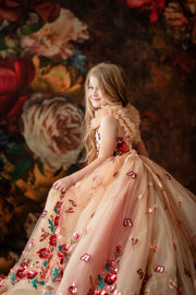 back shot peek of the Juliette gown showing layered ivory tulle under the skirt

