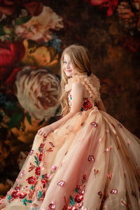 back shot peek of the Juliette gown showing layered ivory tulle under the skirt

