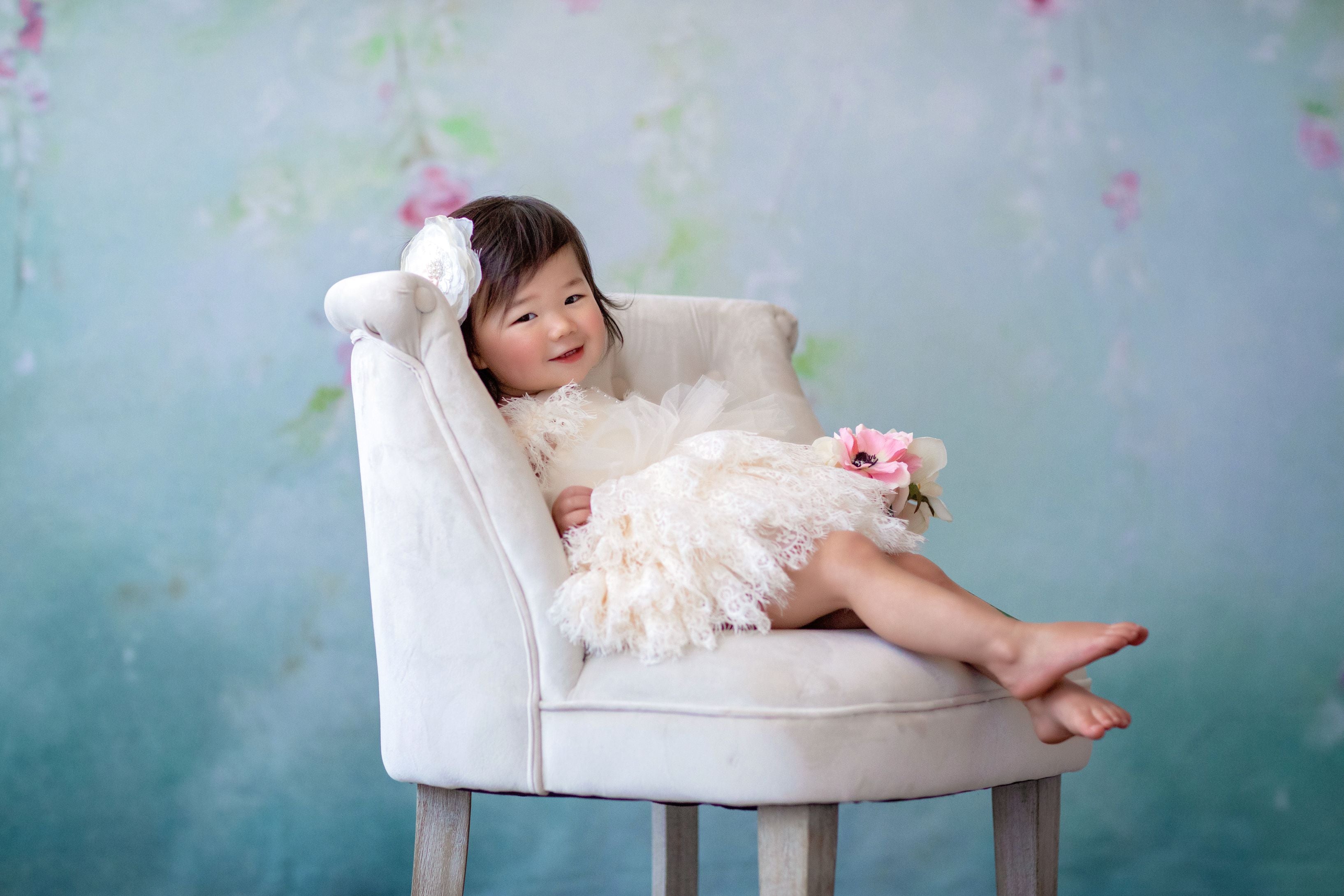 Couture Rental Baby Gown "Alyssa" -  Petal Length Dress  - ( 12 month - 18 month)