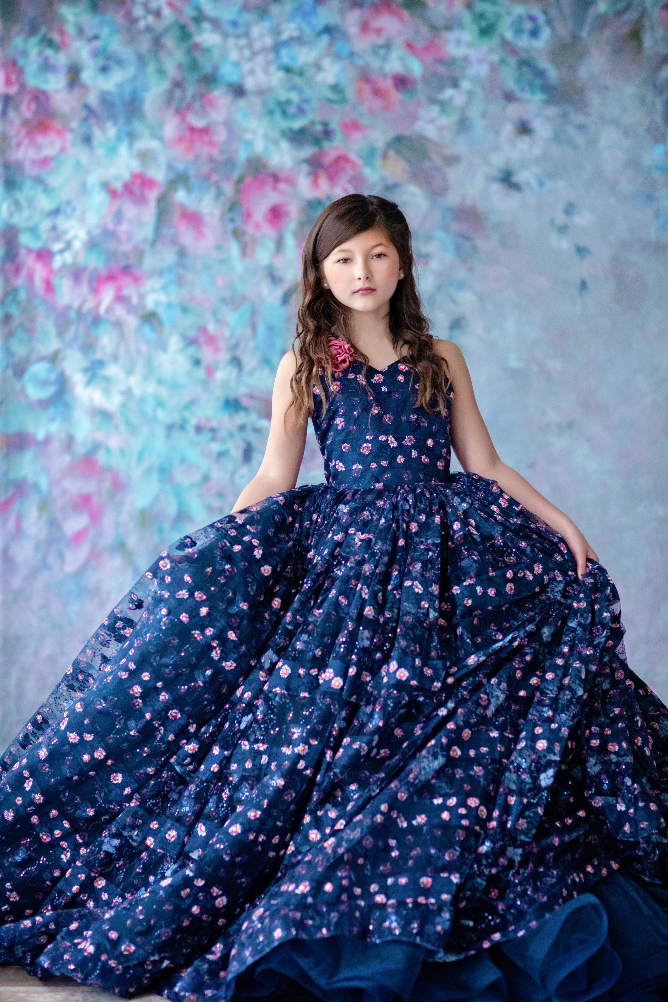 Couture Rental Gown "Amelie"  -  Floor Length Dress ( 8 Year - Petite 9 Year)