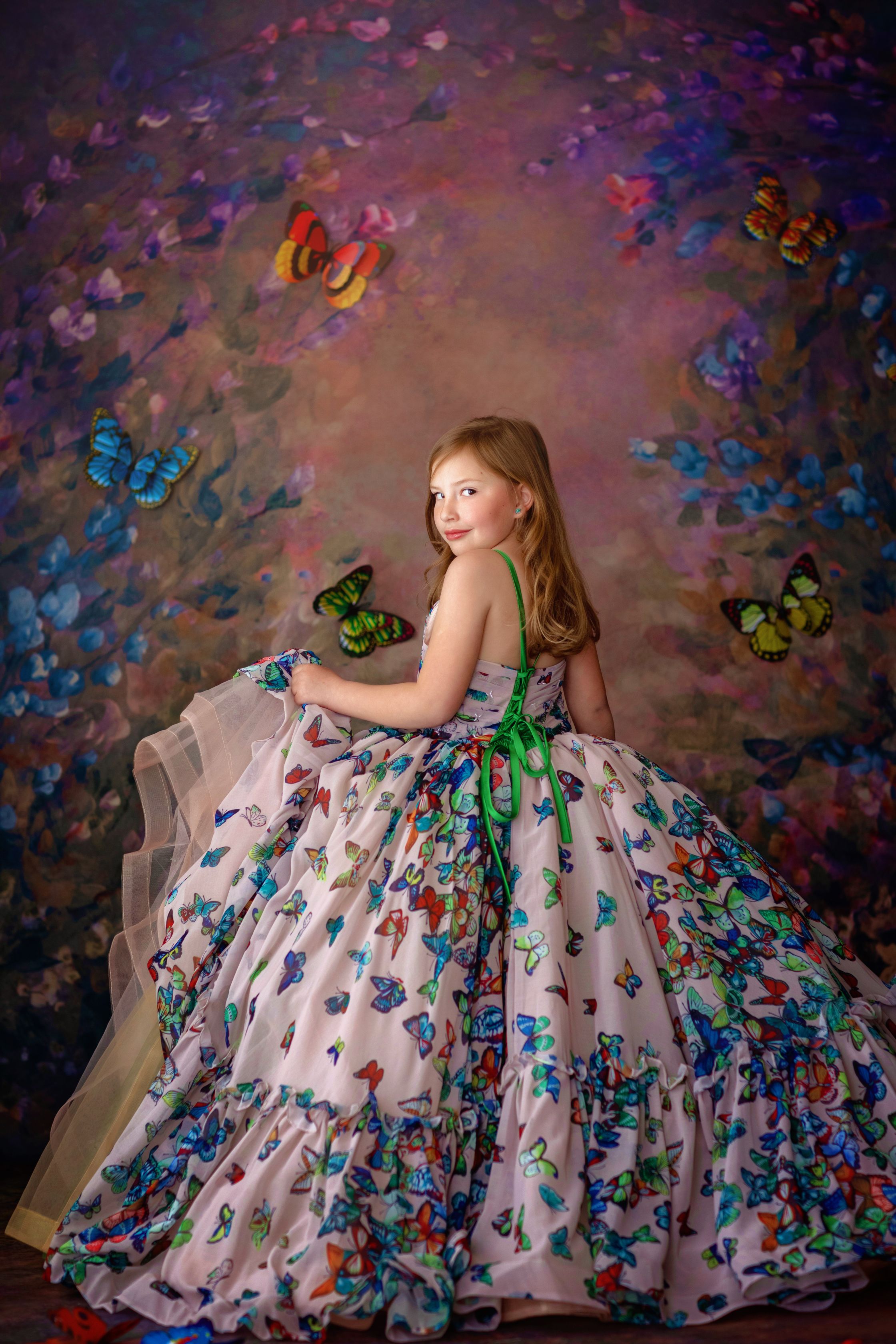 euc "Gilded Butterfly" -  Floor long Length Dress Chiffon ( 6 Year - Petite 9 Year)