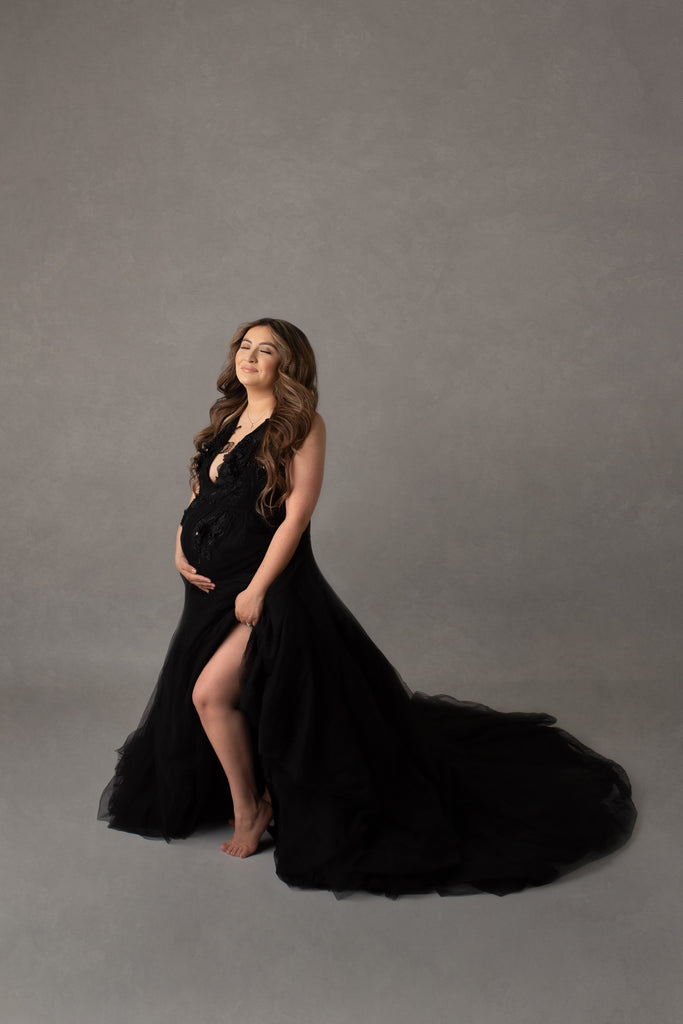 Dillon - in Midnight Black (TEEN-ADULT) Maternity/Non Maternity gown