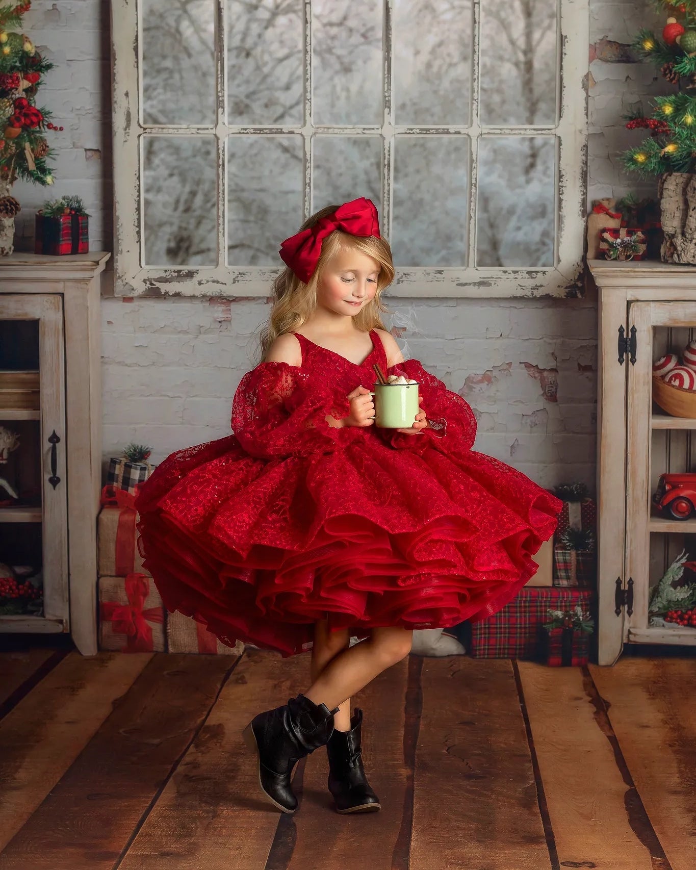 "Whit" Red - sleeves not included Petal Length Dress ( 4 Year - Petite 5 Year)
