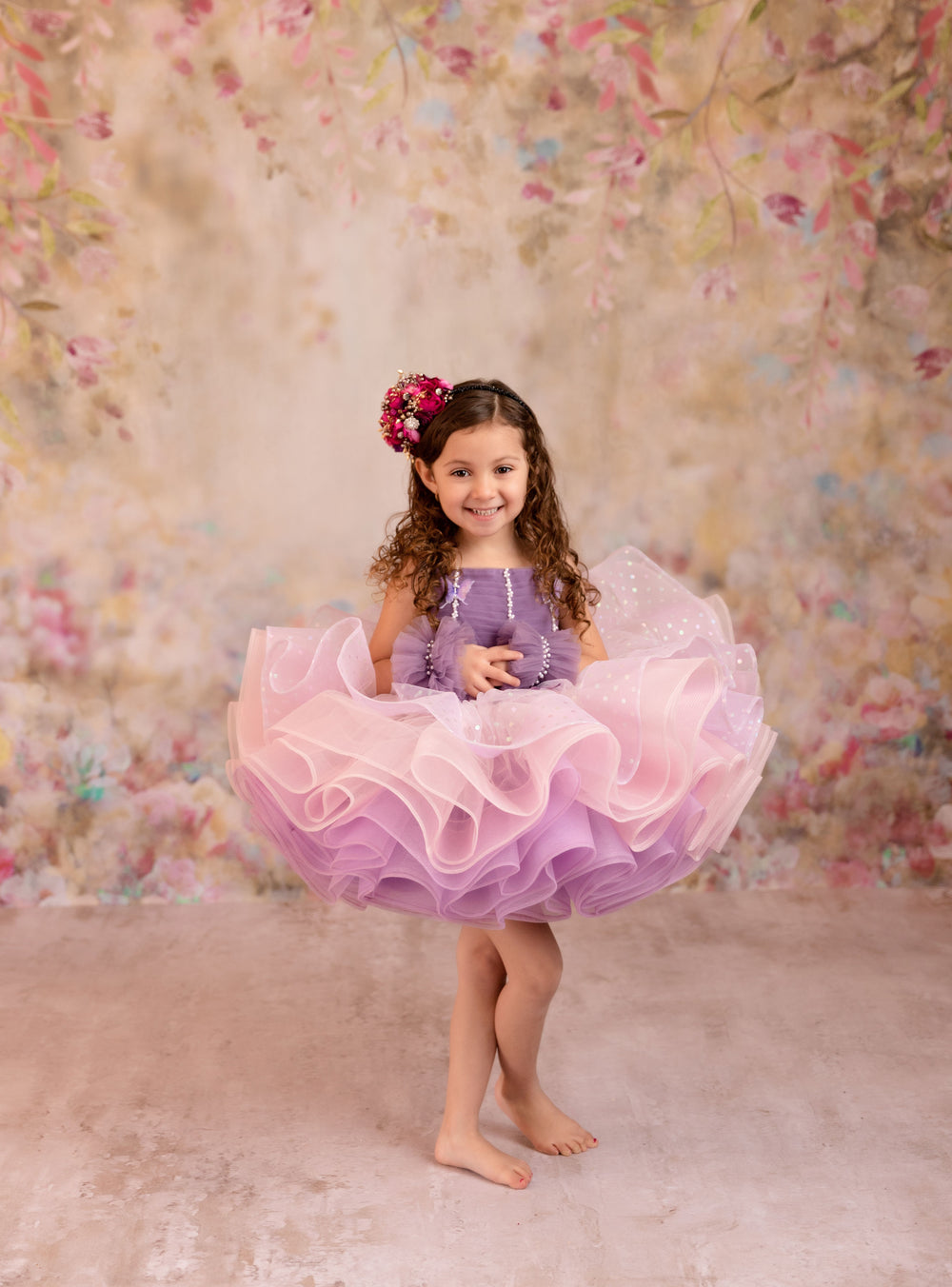 retired rental euc Lavender Butterfly Confetti - Petal  Length Dress (3 Year-Petite 5 Year)