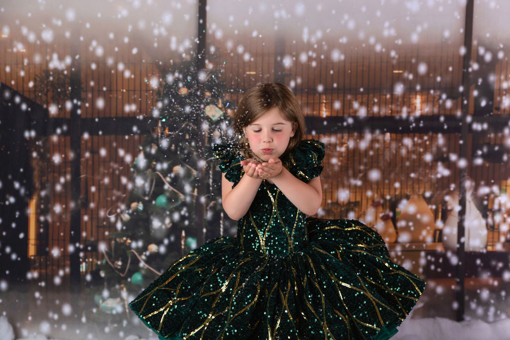 "Nutcracker Dance" - Green Petal Length Dress  ( 6 Year - Petite 7 Year)