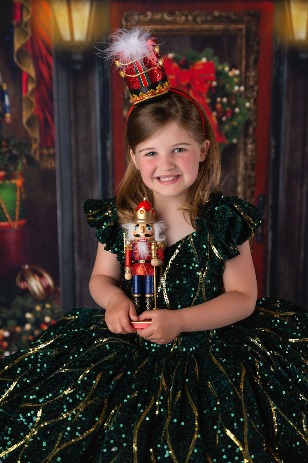 "Nutcracker Dance" - Green Petal Length Dress  ( 6 Year - Petite 7 Year)