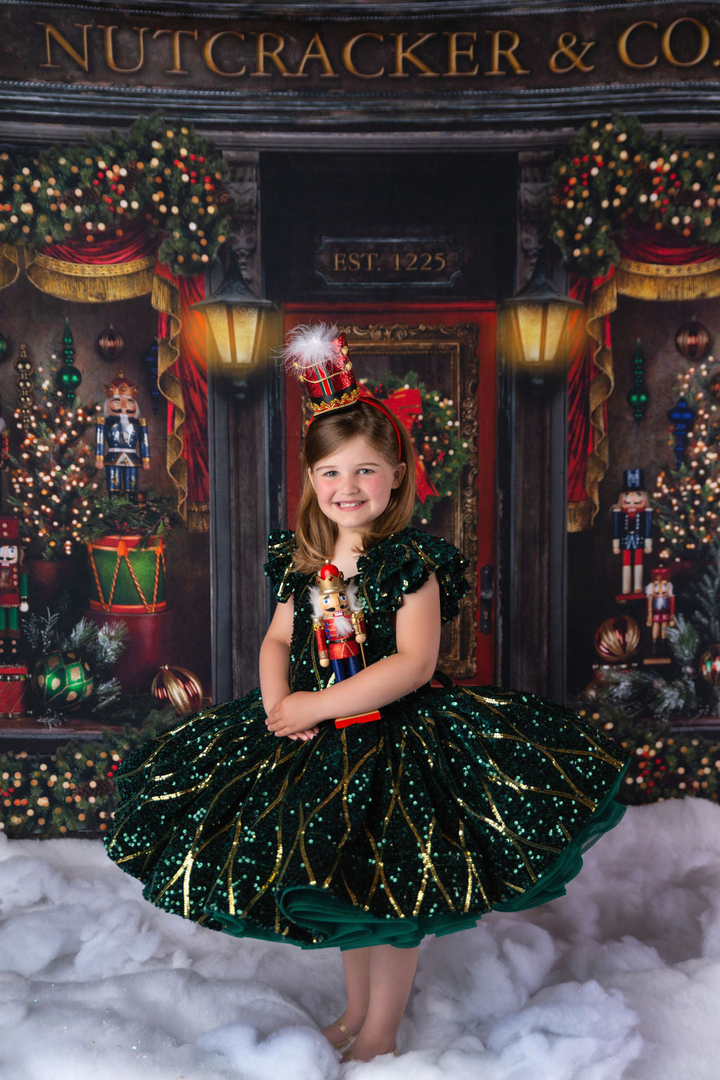 Rts euc will not remake ooak "Nutcracker Dance" - Green Petal Length Dress  ( 6 Year - Petite 7 Year)