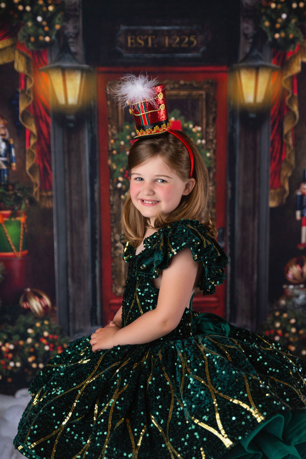 Rts euc will not remake ooak "Nutcracker Dance" - Green Petal Length Dress  ( 6 Year - Petite 7 Year)