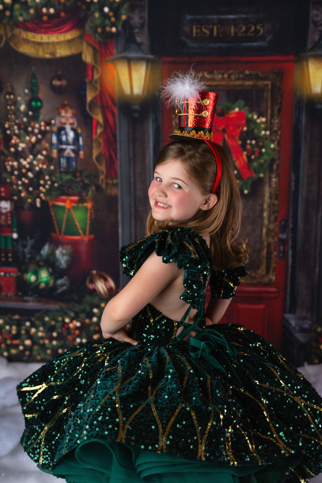 Rts euc will not remake ooak "Nutcracker Dance" - Green Petal Length Dress  ( 6 Year - Petite 7 Year)