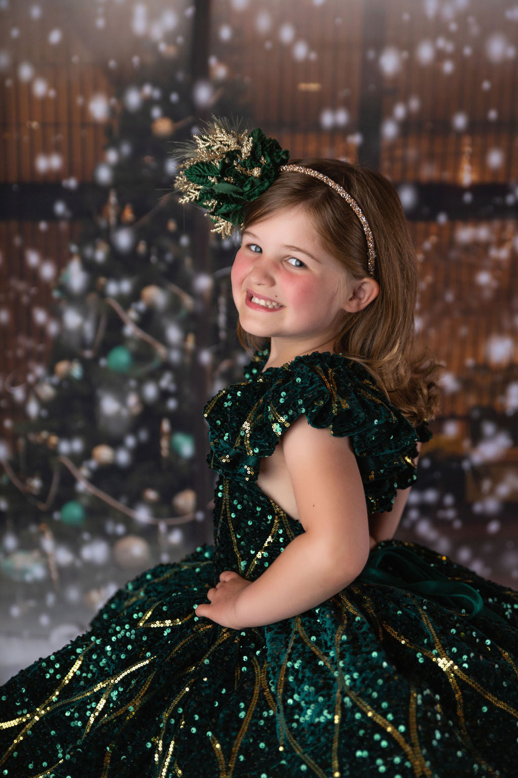 Rts euc will not remake ooak "Nutcracker Dance" - Green Petal Length Dress  ( 6 Year - Petite 7 Year)