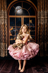 girl wearing a beautiful pink gown