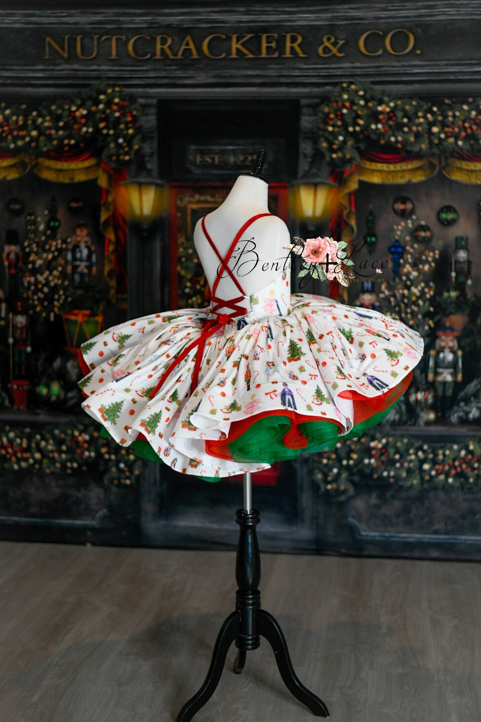 New. Couture rental gown: "Nutcracker Dreams" -Petal Length Dress ( 5 Year - Petite 6 Year)