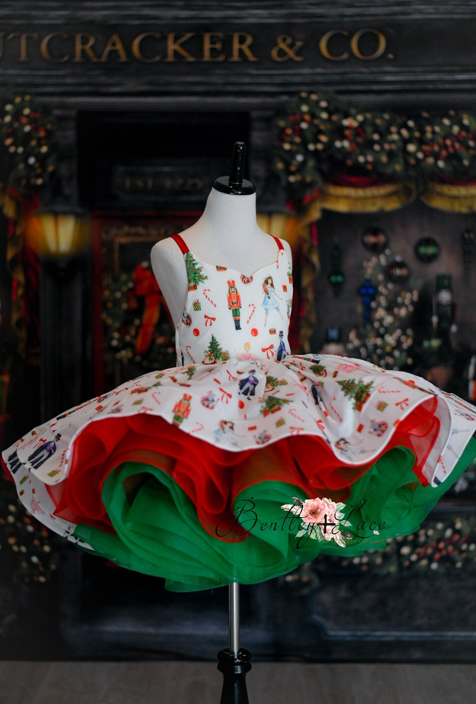 New. Couture rental gown: "Nutcracker Dreams" -Petal Length Dress ( 5 Year - Petite 6 Year)
