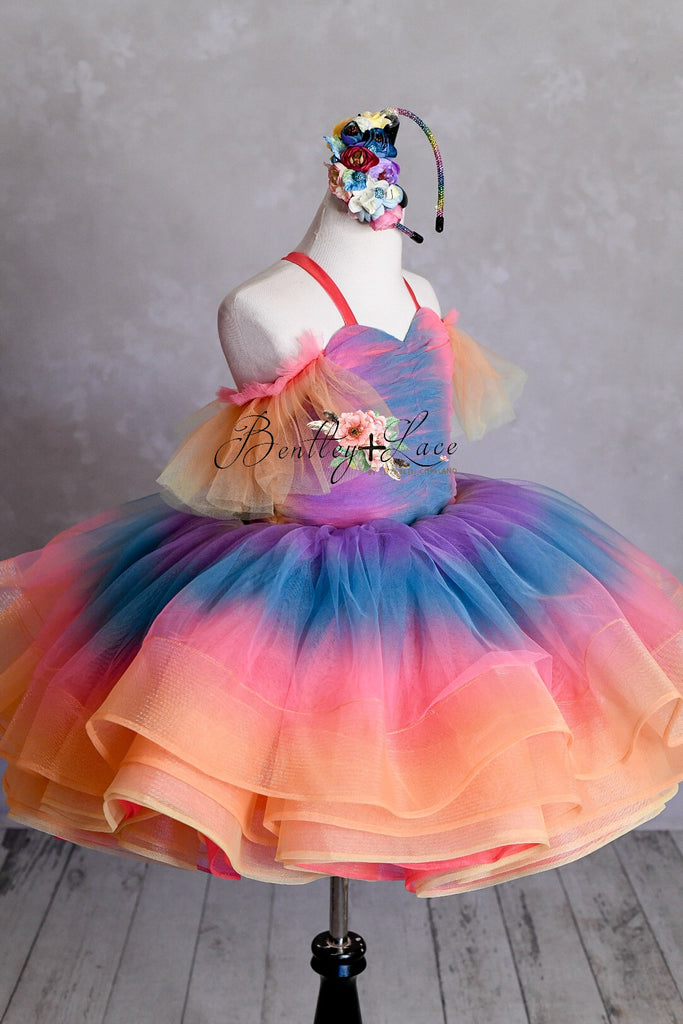 Rainbow Sunset- Petal  Length Dress (5 Year-Petite 6 Year)