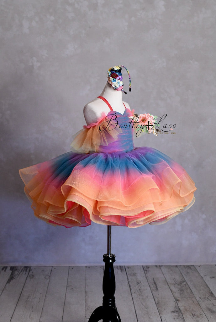 Rainbow Sunset- Petal  Length Dress (5 Year-Petite 6 Year)